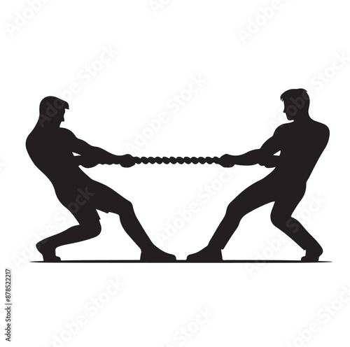 tug of war silhouette vector illustration