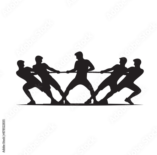 tug of war silhouette vector illustration