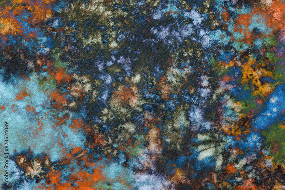colorfull tie dye pattern hand dye on cotton fabric abstract texture background. colorfull tie dye pattern hand dye on cotton fabric abstract texture background.