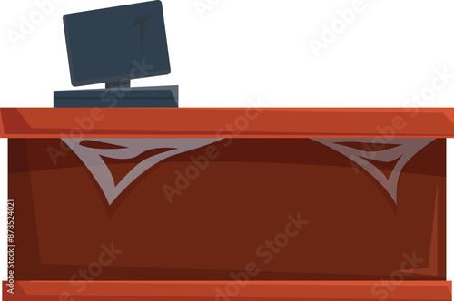 Old wooden reception desk covered in cobwebs, illustrating a business long closed