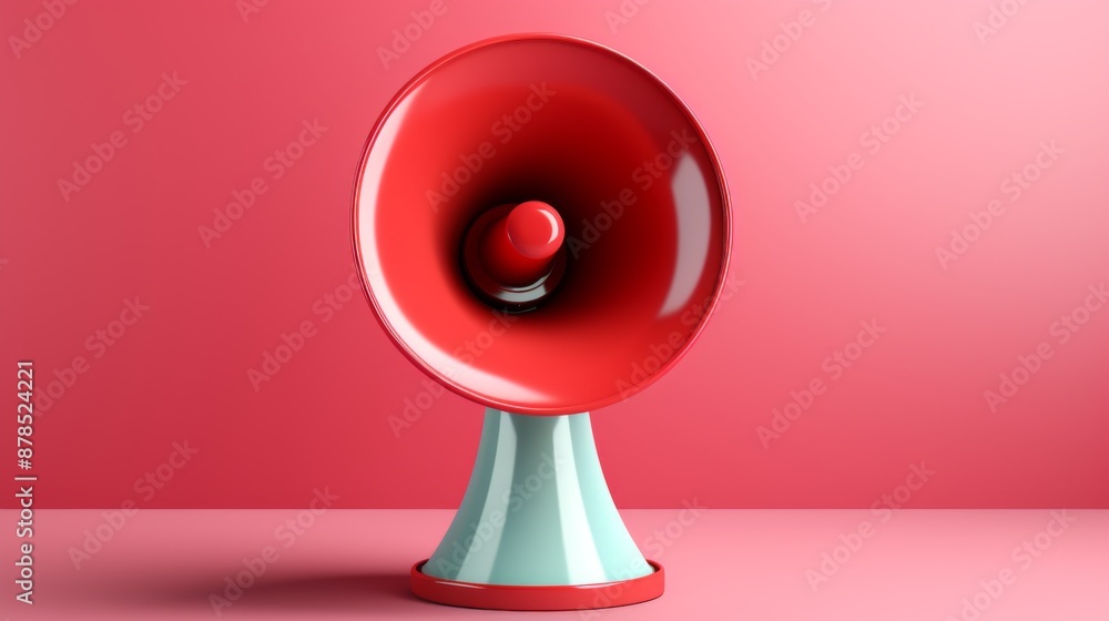 Red Megaphone on Pink Background Red Megaphone on Pink Background