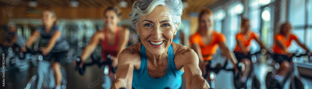 Obraz premium Elderly Woman Running in a Marathon with Joyful Expression