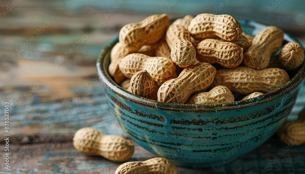 peanut in a bowl on a table with blur background generated by AI peanut in a bowl on a table with blur background generated by AI