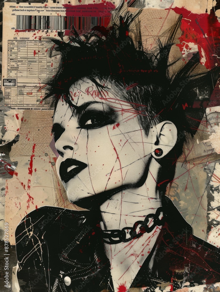 custom made wallpaper toronto digitalA punk rock poster, flyer or album cover. Color scheme is intense, embody punk ethos. Grunge texture. Skulls and rebellious spirit of musical anarchy and independence. 