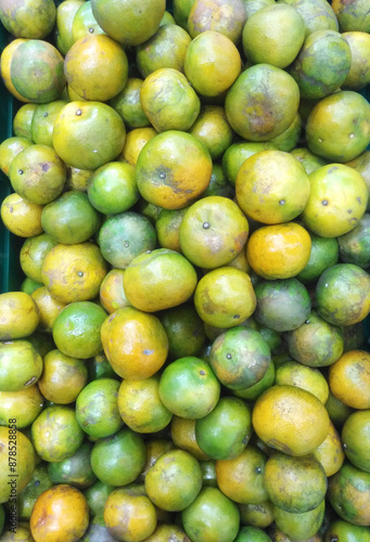 Abundant Fresh Oranges Displayed in Market 