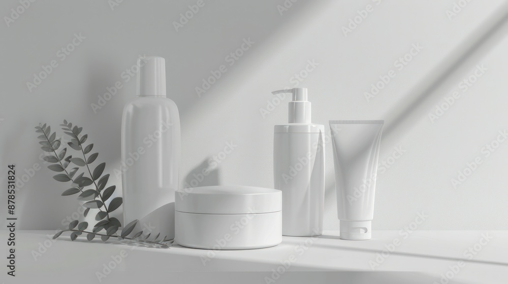 Mockup of beauty bottle lotion product with Set of Mockup of beauty bottle lotion product with Set of