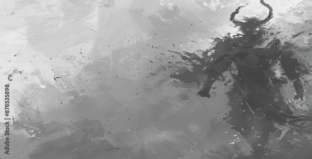 Obraz premium Satan as a shadowy figure emerging from a burst of fiery chaotic energy with fragmented horns and a twisted form