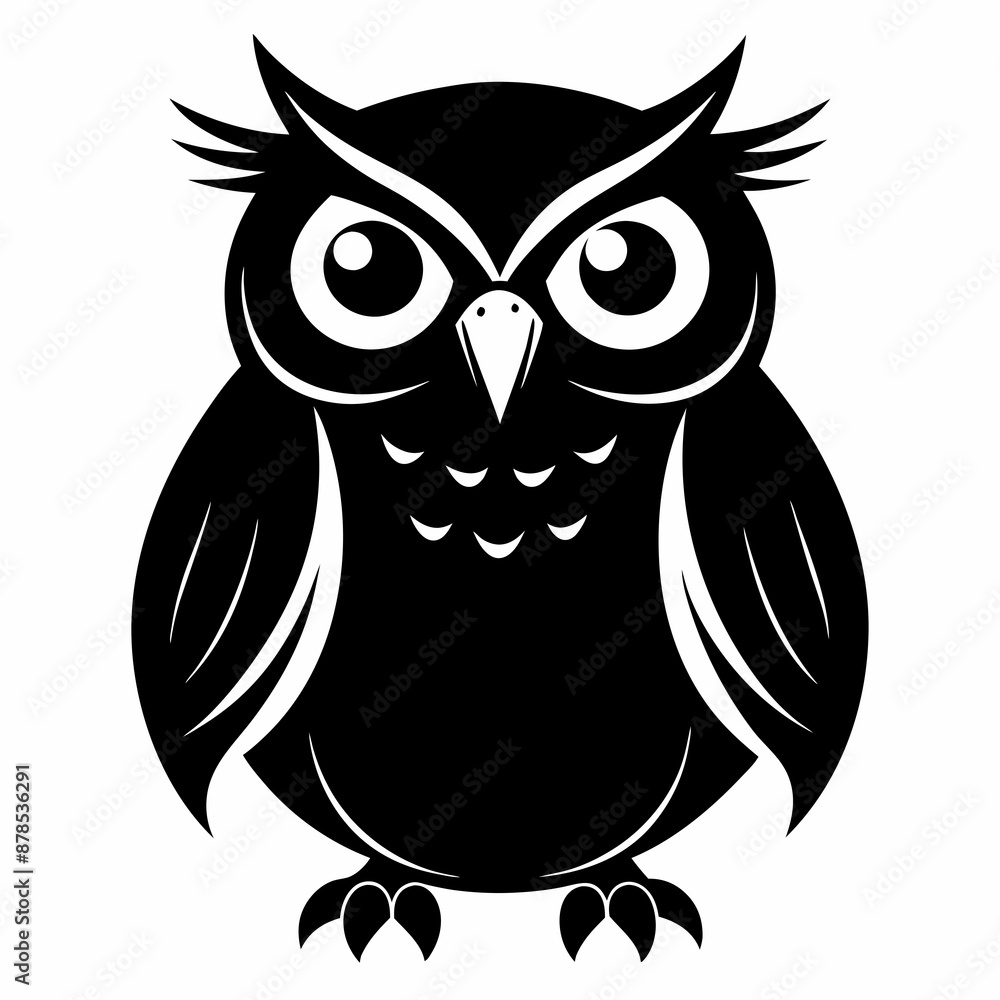 Fototapeta premium Owl black silhouette