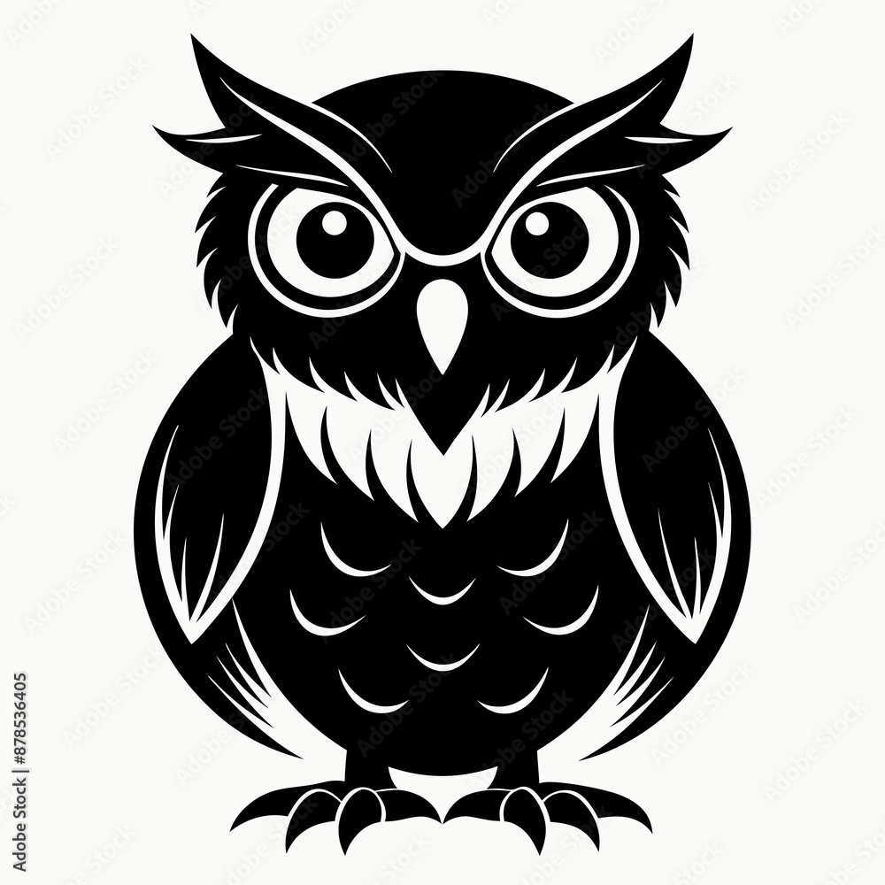 Fototapeta premium Owl black silhouette