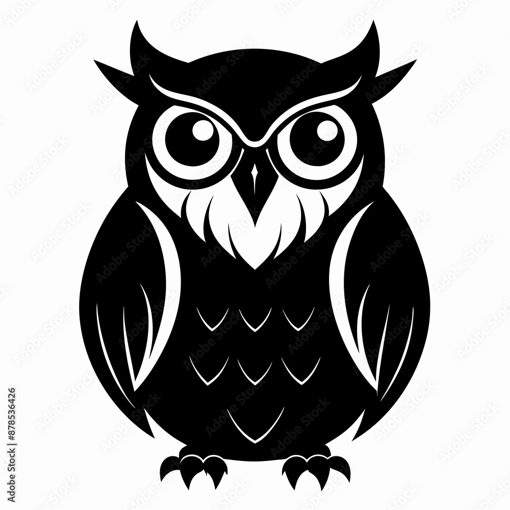 Fototapeta premium Owl black silhouette
