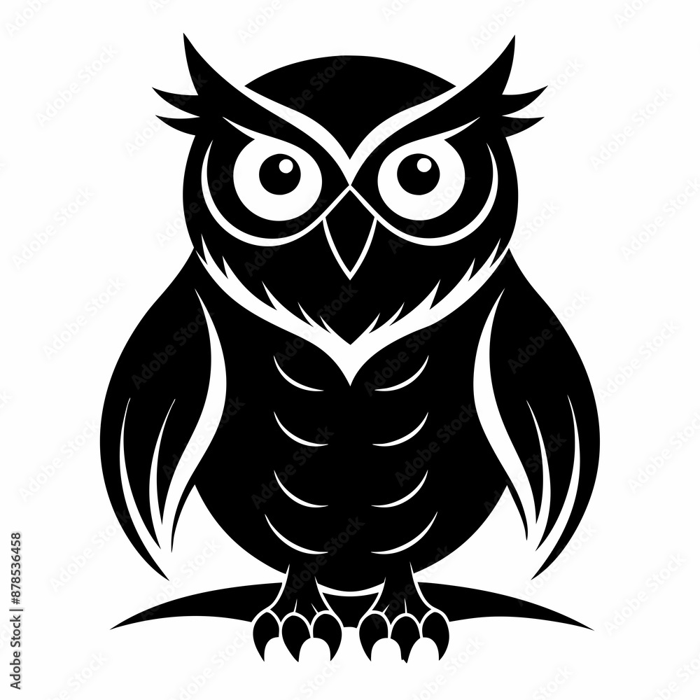 Fototapeta premium Owl black silhouette