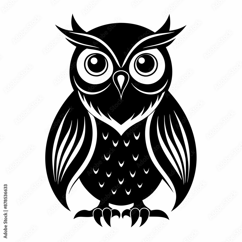 Fototapeta premium Owl black silhouette