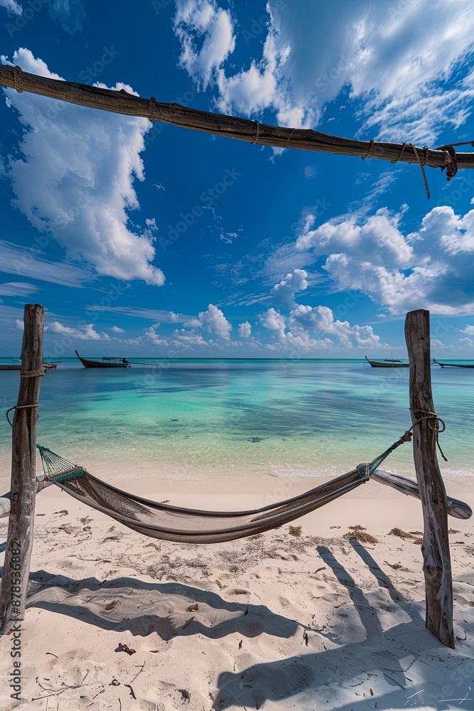 Obraz premium Relaxing Hammock on a Tropical Beach.