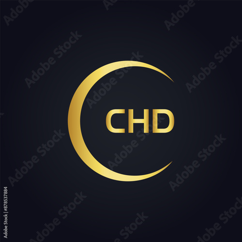 CHD logo. C H D design. White CHD letter. CHD, C H D letter logo design. C H D letter logo design in GOLD, GOLDEN LOGO, THREE, style. letter logo set in one artboard. C H D letter logo vector design.