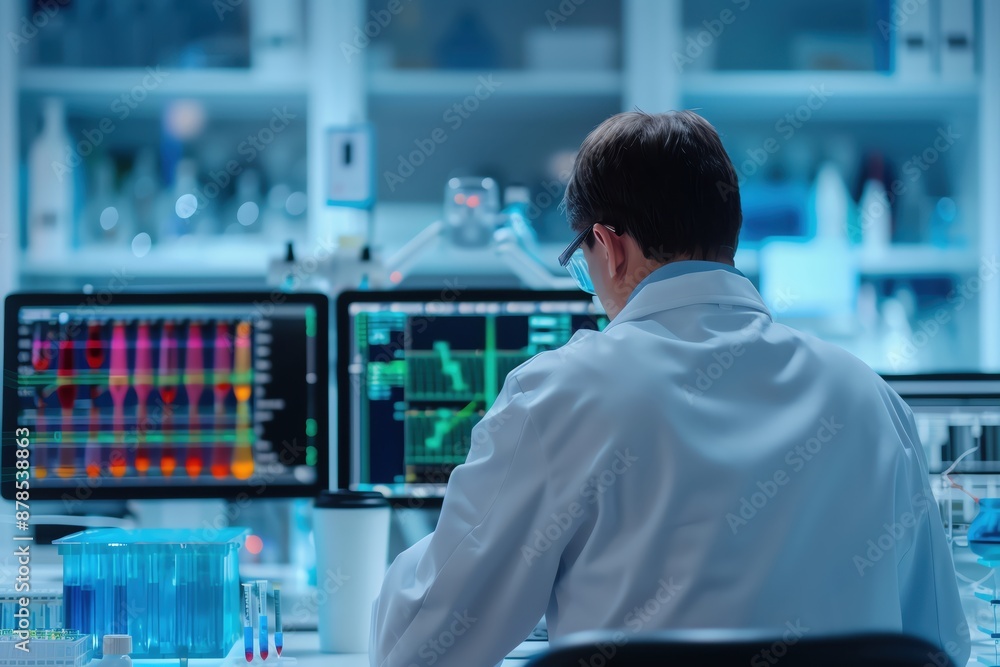 Breakthrough scientific instruments, internet data sharing, futuristic lab, holographic analysis, advanced research equipment Breakthrough scientific instruments, internet data sharing, futuristic lab, holographic analysis, advanced research equipment