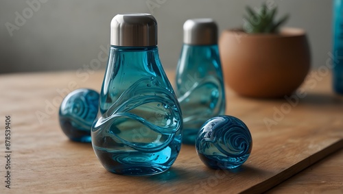 A futuristic water bottle set inspired by ocean waves ai_generated