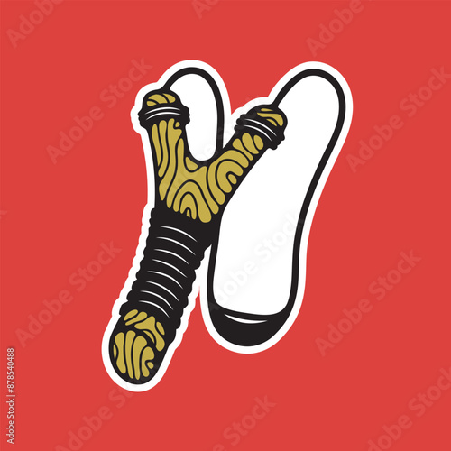 Wooden slingshot vector illustration isolated