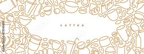 Bakery, tea and coffee line design. Cup of cocoa