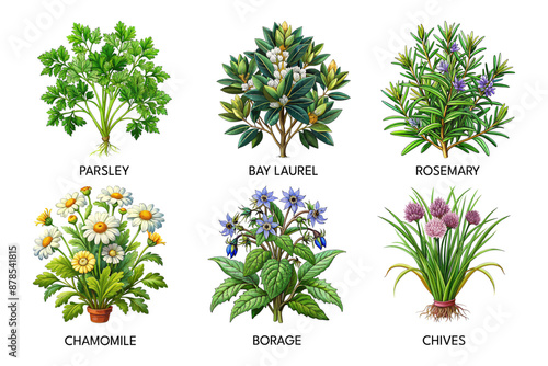 A Set of Six Herb Plants