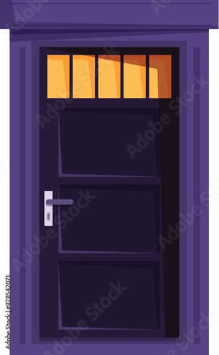 Wallpaper Mural Dark purple front door with a barred window at the top is opening into the light Torontodigital.ca