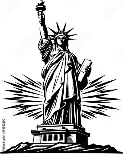Statue of Liberty: Iconic Symbolism in New York City's Historic Landmark and Cultural Iconography, statue of liberty vector illustration,  statue of liberty isolated, statue of liberty, 