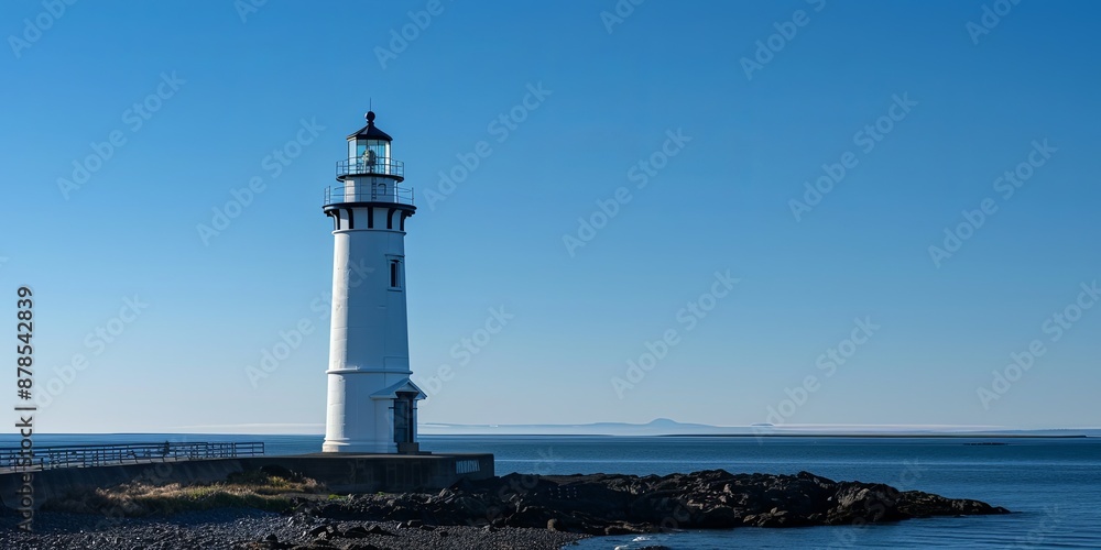 Lighthouse on a Rocky Coastline. Lighthouse on a Rocky Coastline.