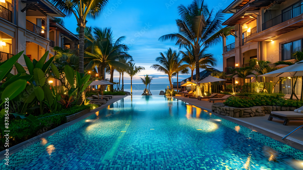 Fototapeta premium Luxury Resort Pool at Sunset