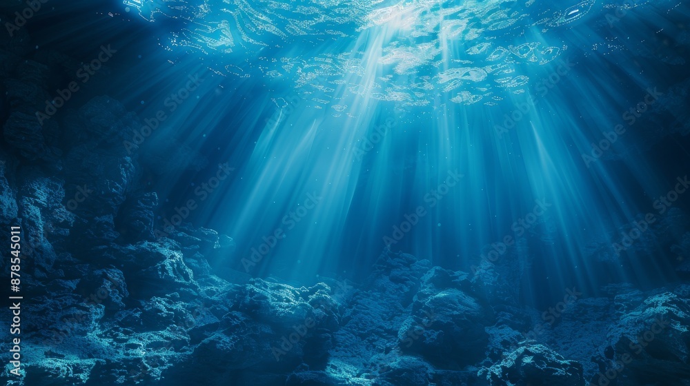 Underwater Sea - Deep Abyss With Blue Sun light Underwater Sea - Deep Abyss With Blue Sun light