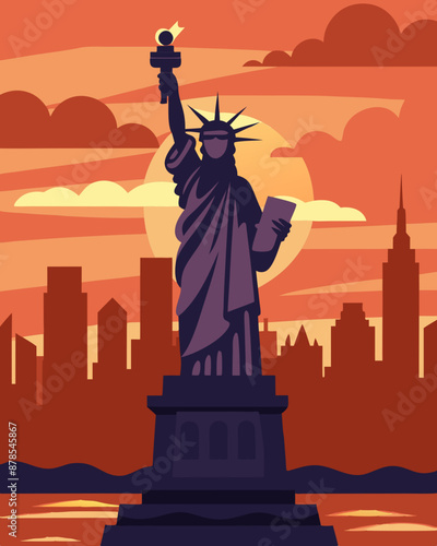 Statue of Liberty: Iconic Symbolism in New York City's Historic Landmark and Cultural Iconography, statue of liberty vector illustration,  statue of liberty isolated, statue of liberty, 