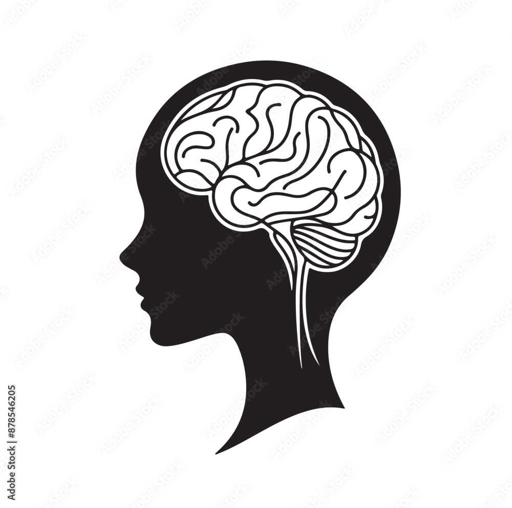 Human Brain line art silhouettes illustration Human Brain line art silhouettes illustration