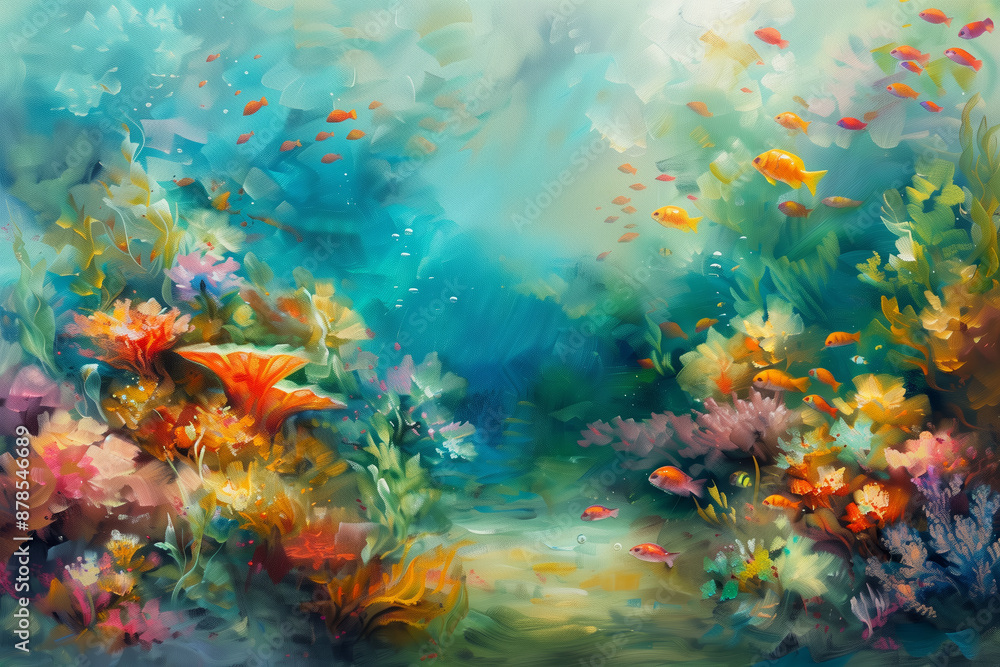 Fototapeta premium Colorful coral reefs and fish.
