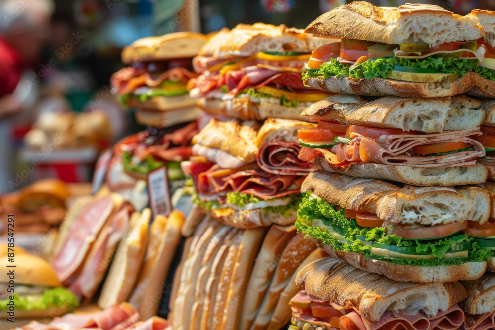 Fototapeta premium Sandwiches in a deli display