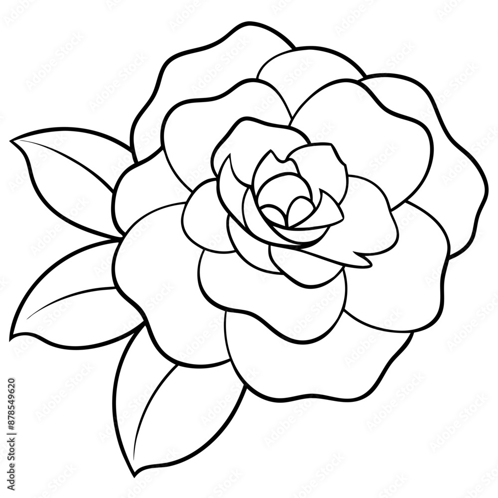 Line art of camellia flower Line art of camellia flower