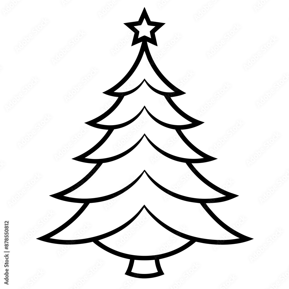 Obraz premium christmas tree vector illustration, green christmas tree isolated on white, tree vector art, christmas vector Line art