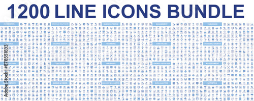 Mega set of vector thin line icons. Editable stroke. Contains such icon collection as finance, core values, business process, commerce, learning, shopping, marketing, teamwork. Linear pictogram pack.