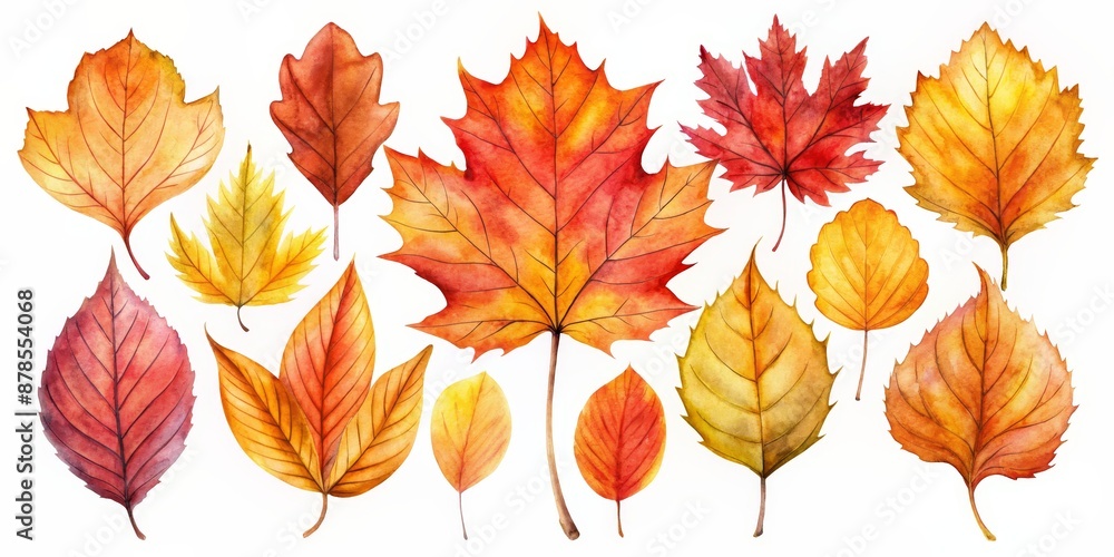 Watercolor Autumn Leaf Collection 15 Leaves in Red, Orange and Yellow Hues, Fall Foliage, Autumn Leaves, Watercolor Illustration, Nature Art Watercolor Autumn Leaf Collection 15 Leaves in Red, Orange and Yellow Hues, Fall Foliage, Autumn Leaves, Watercolor Illustration, Nature Art
