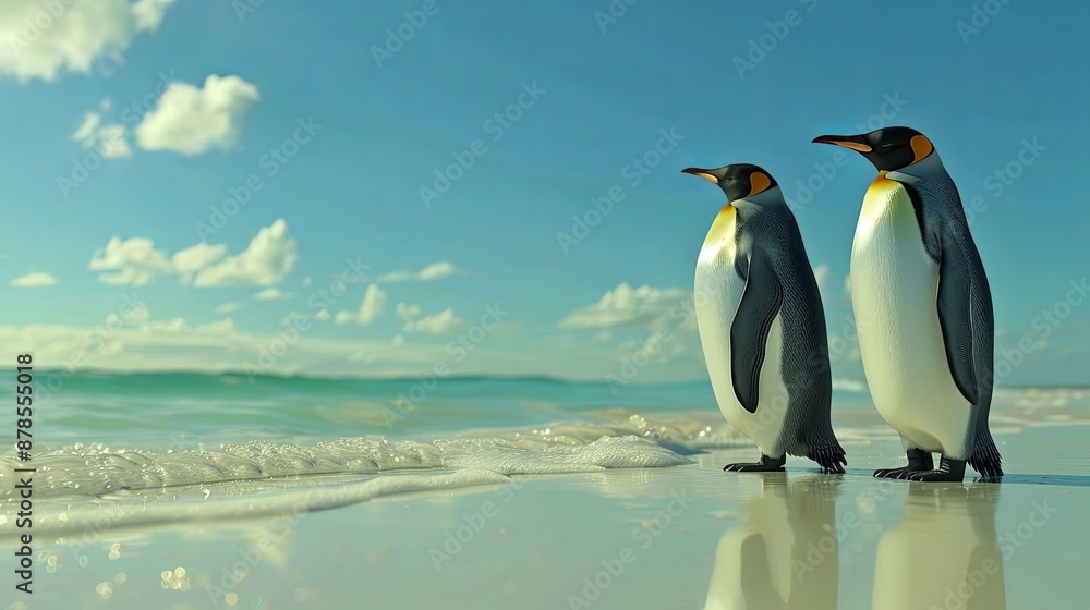 Fototapeta premium Two Penguins on the Beach.