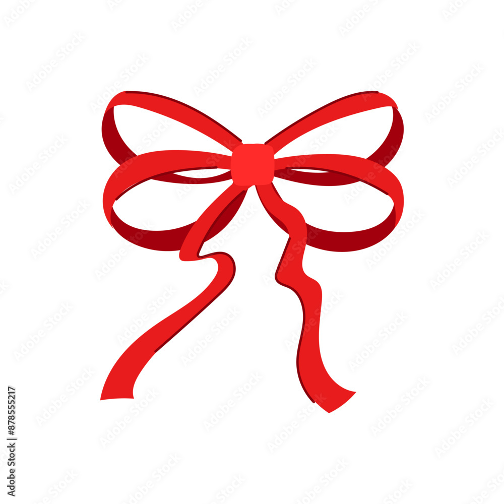 silk red bow ribbon cartoon. wrap banner, package decoration, valentine knot silk red bow ribbon sign. isolated symbol vector illustration silk red bow ribbon cartoon. wrap banner, package decoration, valentine knot silk red bow ribbon sign. isolated symbol vector illustration