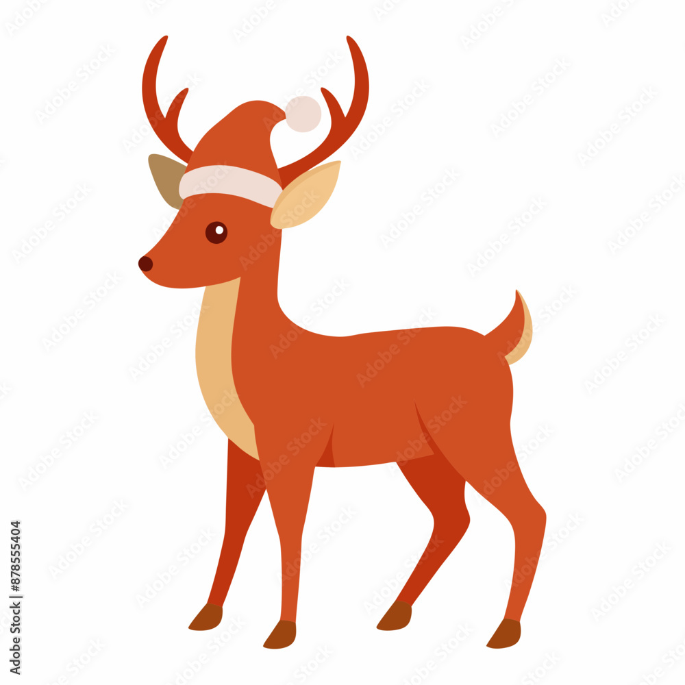 Fototapeta premium christmas deer vector illustration, christmas deer isolated on white, deer vector art, christmas vector Line art