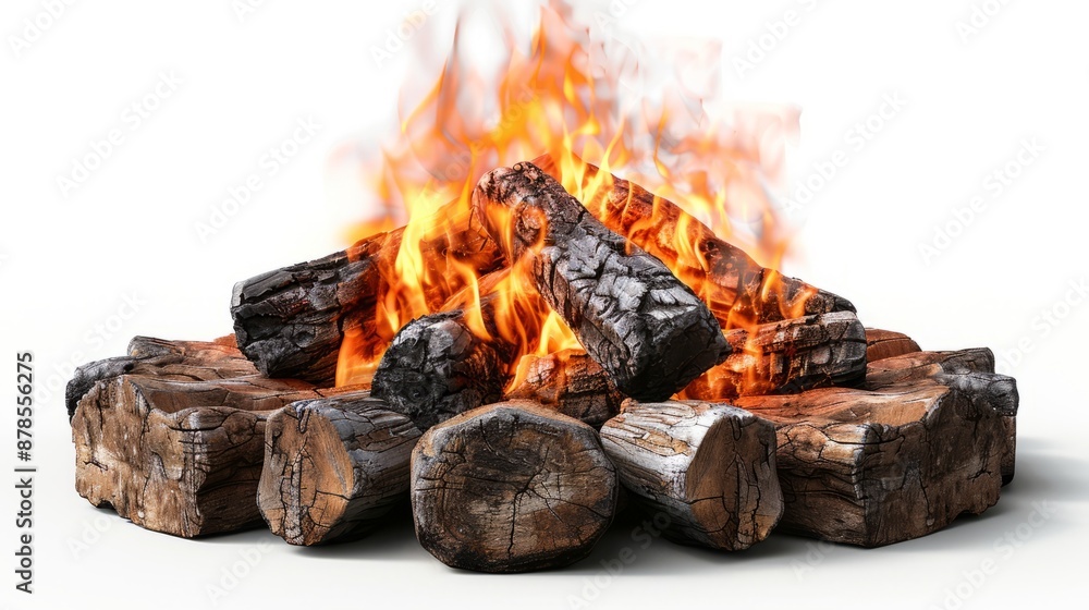 Campfire with burning logs and bright flames Campfire with burning logs and bright flames