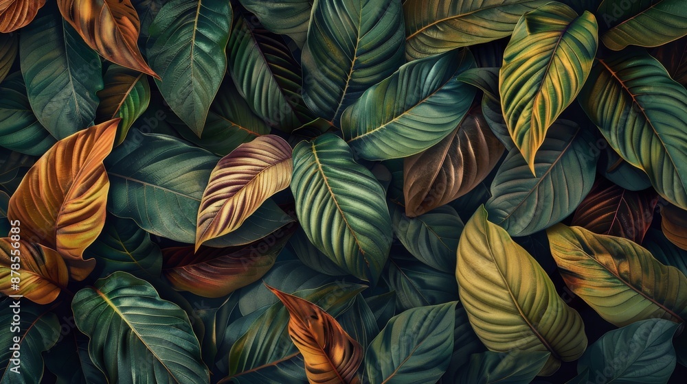 custom made wallpaper toronto digitalNature Background: Close-Up Abstract Green Texture - Tropical Leaf View Banner Concept