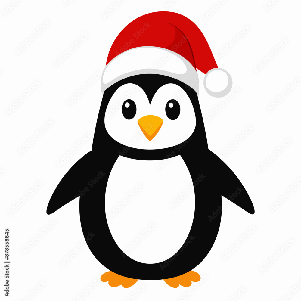 christmas penguin vector illustration, penguin with santa hat, penguin vector art, christmas vector Line art christmas penguin vector illustration, penguin with santa hat, penguin vector art, christmas vector Line art