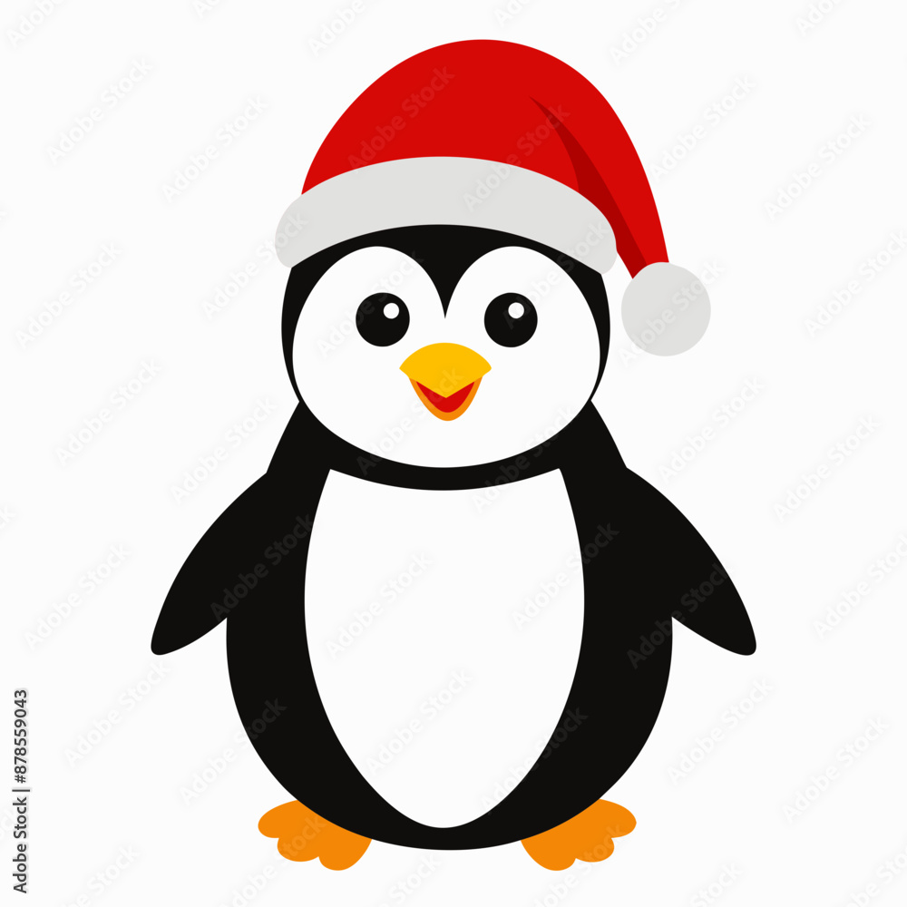 christmas penguin vector illustration, penguin with santa hat, penguin vector art, christmas vector Line art christmas penguin vector illustration, penguin with santa hat, penguin vector art, christmas vector Line art