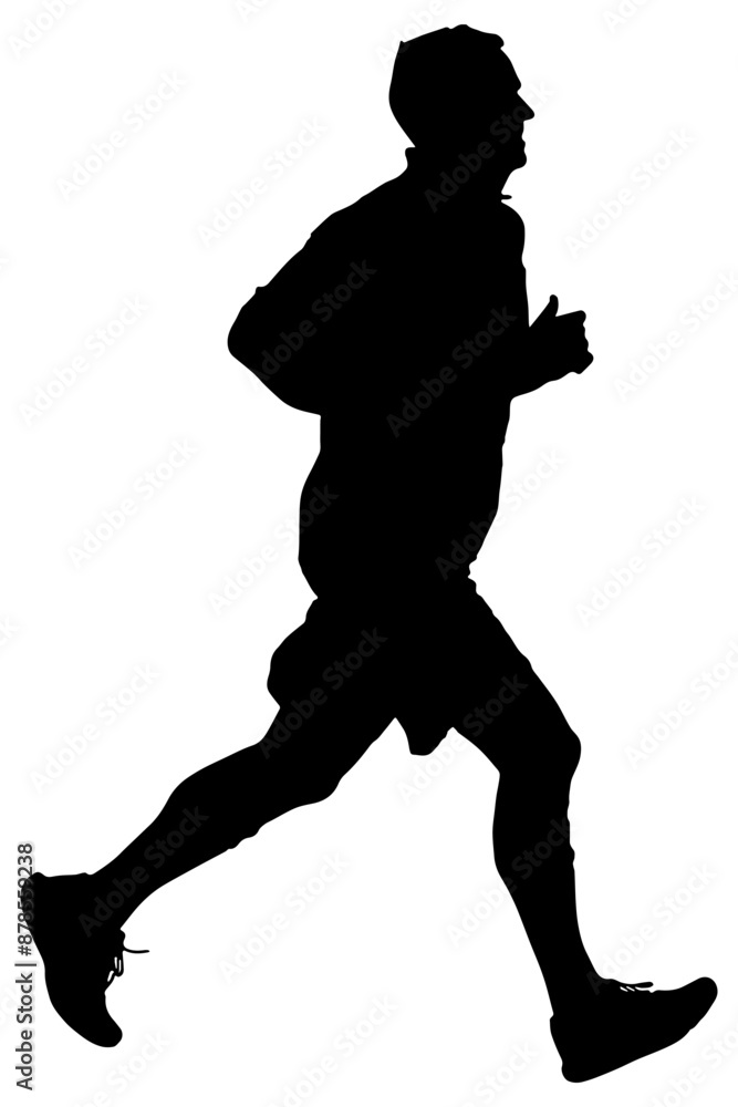 silhouette of a man jogging, isolated silhouette of a man jogging, isolated