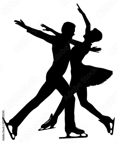 Silhouette of a figure skating couple, isolated 