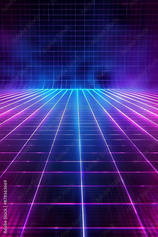 Abstract Futuristic Grid with Neon Lights. Abstract Futuristic Grid with Neon Lights.