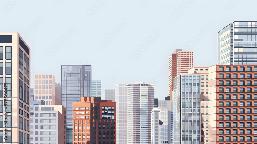 Obraz premium High-rise buildings in prime investment locations stand as lucrative opportunities for real estate investors.These skyscrapers,located in bustling urban centers, offer blend commercial and residential