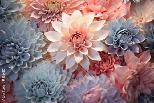 Beautiful flowers in pastel colors. Nature concept background