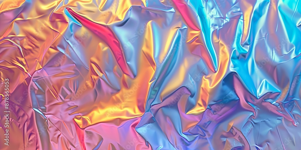 Fototapeta premium Abstract holographic background with colorful iridescent folds.