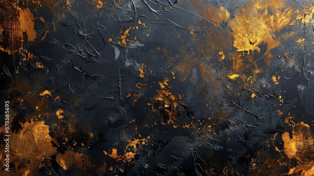 Scratched Concrete Paper Texture: Dark Yellow Gold Abstract Background - Banner Pattern Scratched Concrete Paper Texture: Dark Yellow Gold Abstract Background - Banner Pattern